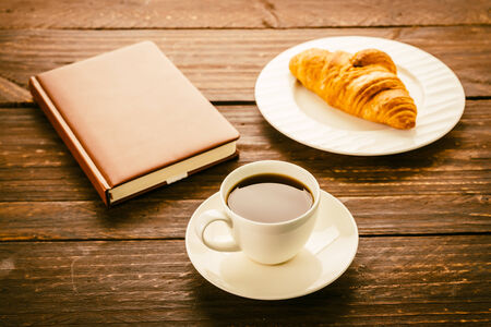 Croissant and coffee - vintage effect style picturesの写真素材