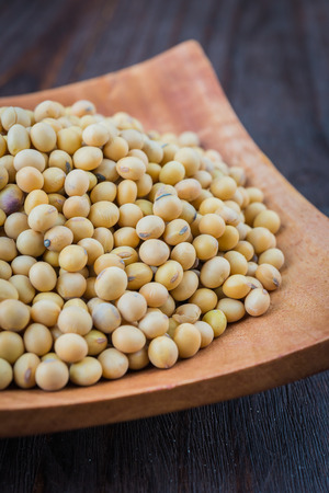 soy beans on wooden - vintage effect styleの写真素材