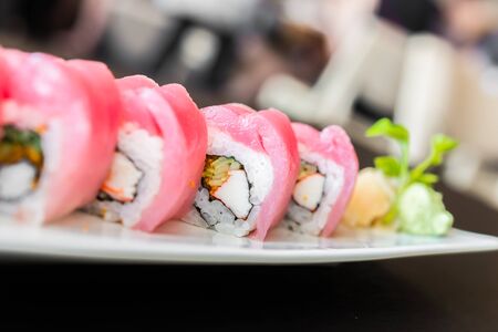 Tuna sushi roll japanese food - selective focus pointの写真素材