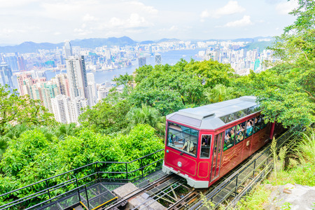Tourist tram at the Peak, Hong Kongのeditorial素材