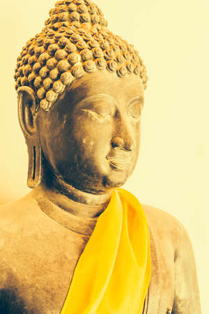 Selective focus Buddha face background - vintage effect style picturesの写真素材