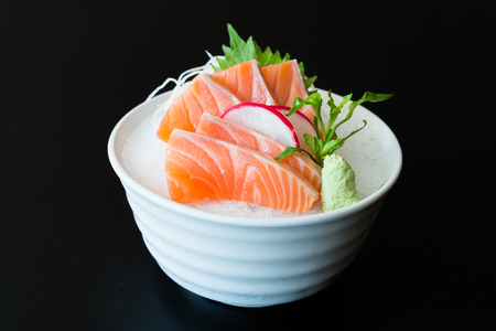 Raw Salmon sashimi japanese foodの写真素材
