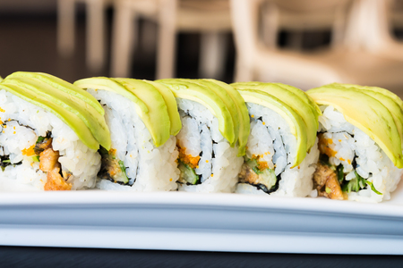 Avocado Sushi roll japanese foodの写真素材