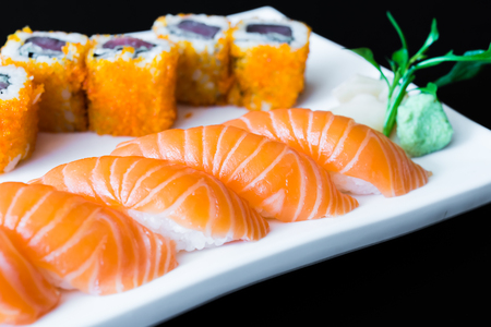 Salmon sushi japanese foodの写真素材