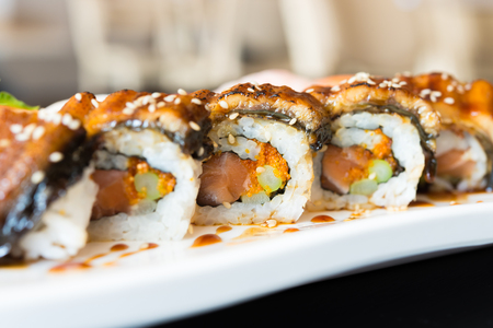 Sushi roll japanese food style - selective focus pointの写真素材
