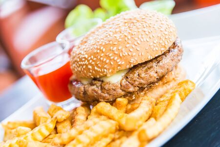 Hamburger and friesの写真素材