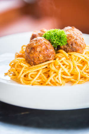 spaghetti and meatballsの写真素材