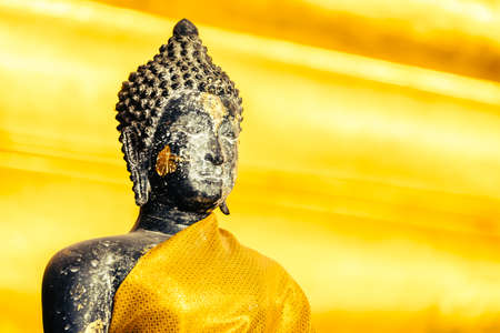 Selective focus point on Buddha statue in wat arun from thailand bangkok - vintage effect style picturesの写真素材