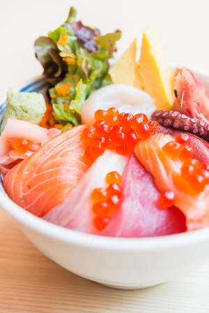 sashimi raw fish seafood rice bowl - japanese foodの写真素材