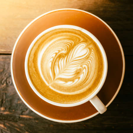 Soft focus on latte coffee cup - vintage effect process picturesの写真素材