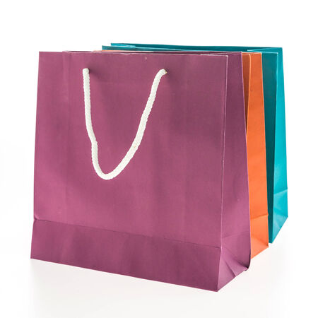 Colorful shopping bag isolated on white backgroundの写真素材