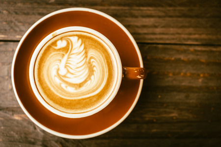 Soft focus on latte coffee cup - vintage effect process picturesの写真素材