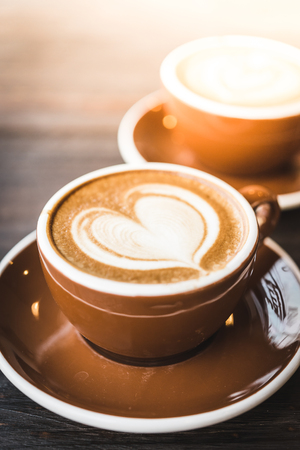 Soft focus on latte coffee cup - vintage effect process picturesの写真素材
