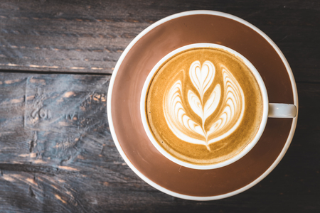 Soft focus on latte coffee cup - vintage effect process picturesの写真素材