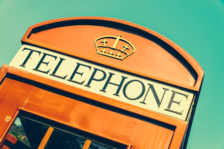 Red telephone box london style - vintage effect filterの写真素材