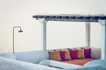 Rooftop pool - vintage effect processingの写真素材