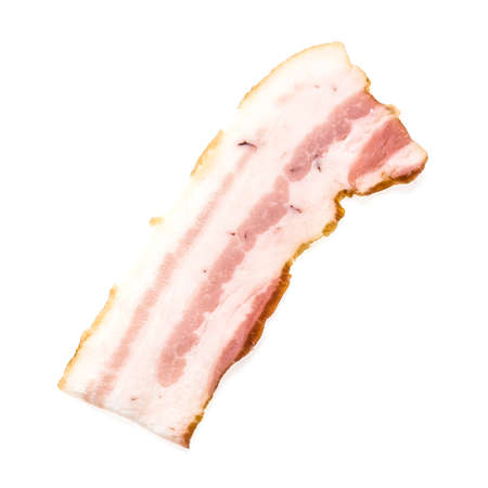 Raw bacon meat isolated on white backgroundの写真素材