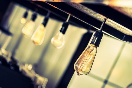 Selective focus point on Vintage light lamp decoration - vintage effectの写真素材