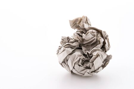 Crumble paper isolated on white backgroundの写真素材