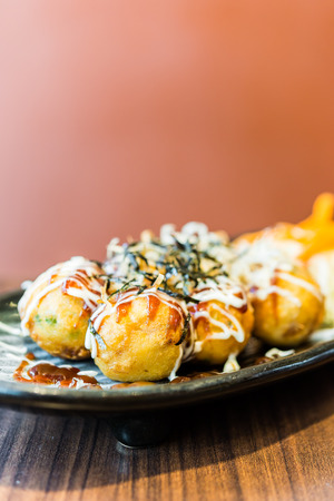 Fried Takoyaki balls dumpling - japanese foodの写真素材