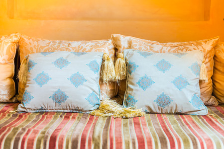 Soft focus on Sofa pillow - vintage filter effect processingの写真素材