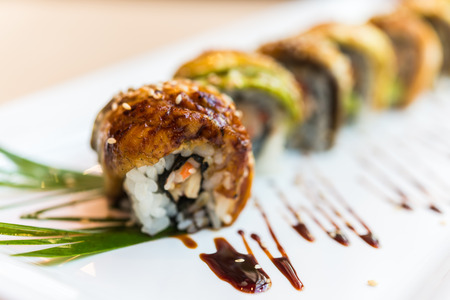 eel fish sushi rolls maki - japanese foodの写真素材