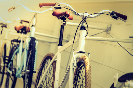 Vintage bicycle - selective focus , processing vintage effect and sunflare filterの写真素材