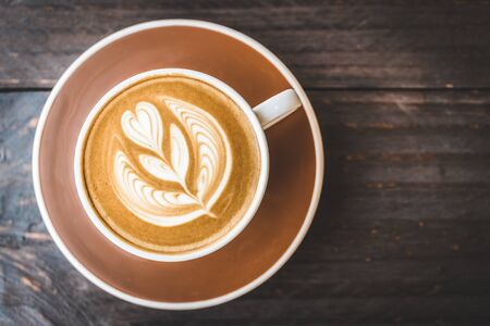 Soft focus on latte coffee cup - vintage effect process picturesの写真素材