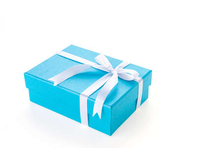 Christmas Blue gift box isolated on white background