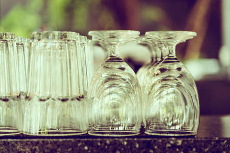 Water glasses - vintage filterの写真素材