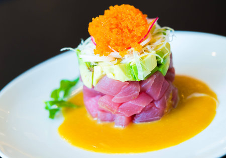 Raw Tuna tartar japanese food styleの写真素材