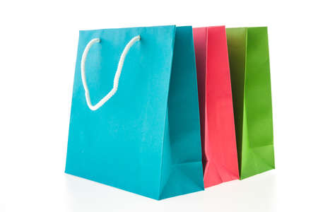 Colorful shopping bag isolated on white backgroundの写真素材