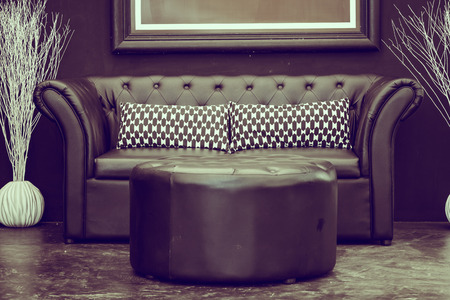 Black leather sofa - vintage filter