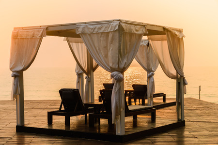 beach beds - vintage filter effectの写真素材