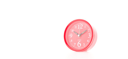 Red clock isolated on white background