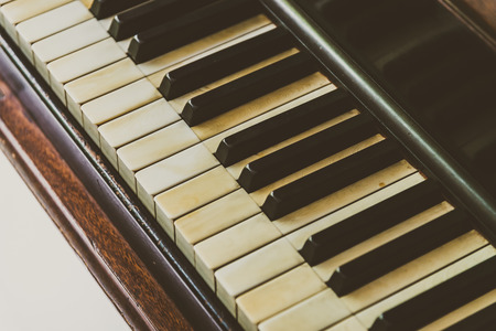 Selective focus point Piano keys - vintage filterの写真素材