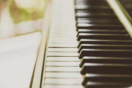 Selective focus point Piano keys - vintage filterの写真素材