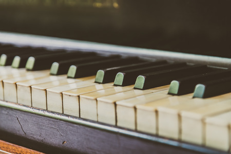 Selective focus point Piano keys - vintage filterの写真素材