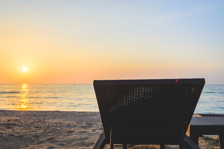 Empty chair sunrise time - vintage filterの写真素材