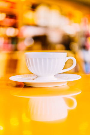 Black coffee in white cup in coffee shop - Vintage effect pictures styleの写真素材