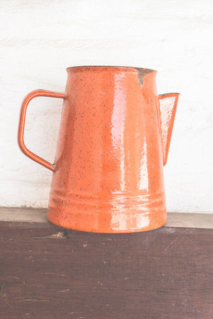 Jar decoration on wall - vintage film effect styleの写真素材