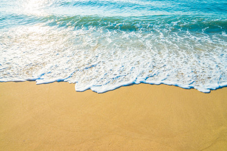 Sea beach wave with sun flare - filter effect