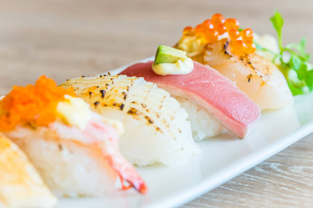 Nigiri sushi - japanese food styleの写真素材