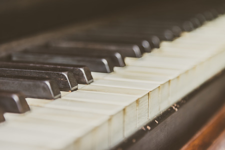 Selective focus point Piano keys - vintage filterの写真素材