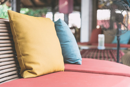 Sofa pillow - vintage film tone effectの写真素材