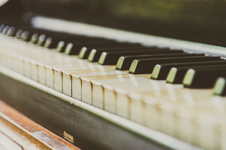 Selective focus point Piano keys - vintage filterの写真素材