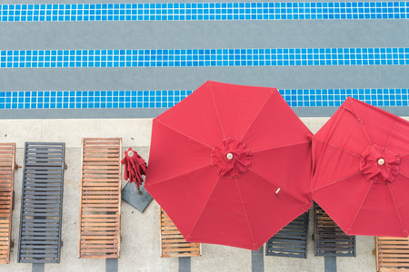 Umbrella pool - top of viewの写真素材