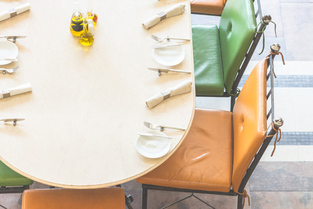 Top of view dinner table - vintage filterの写真素材