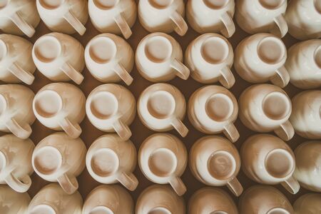 Top view of coffee cup - vintage filterの写真素材