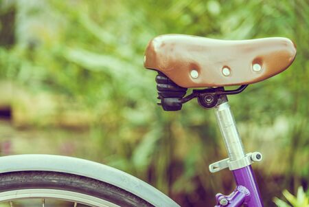 Selective focus point on vintage bicycle - vintage filterの写真素材